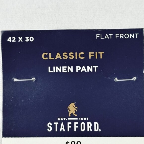 Stafford Men's Flat Front Classic Side Buckle Lined Blend White Pants 42x30 NWT - Picture 5 of 11